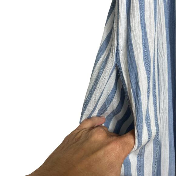 Raviya Blue and White Striped Smocked Maxi Dress Beach Coastal - Large (2846) - Picture 5 of 5